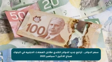 سعر الدولار.. تراجع جديد للدولار الكندي مقابل العملات الأجنبية في البنوك صباح الاثنين 1 سبتمبر 2025
